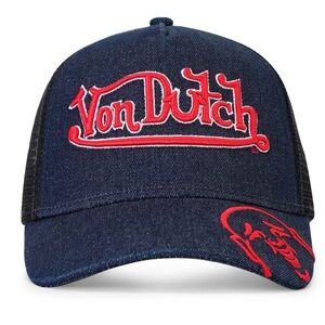 NEW VON DUTCH X TRUE RELIGION DENIM TRUCKER HAT